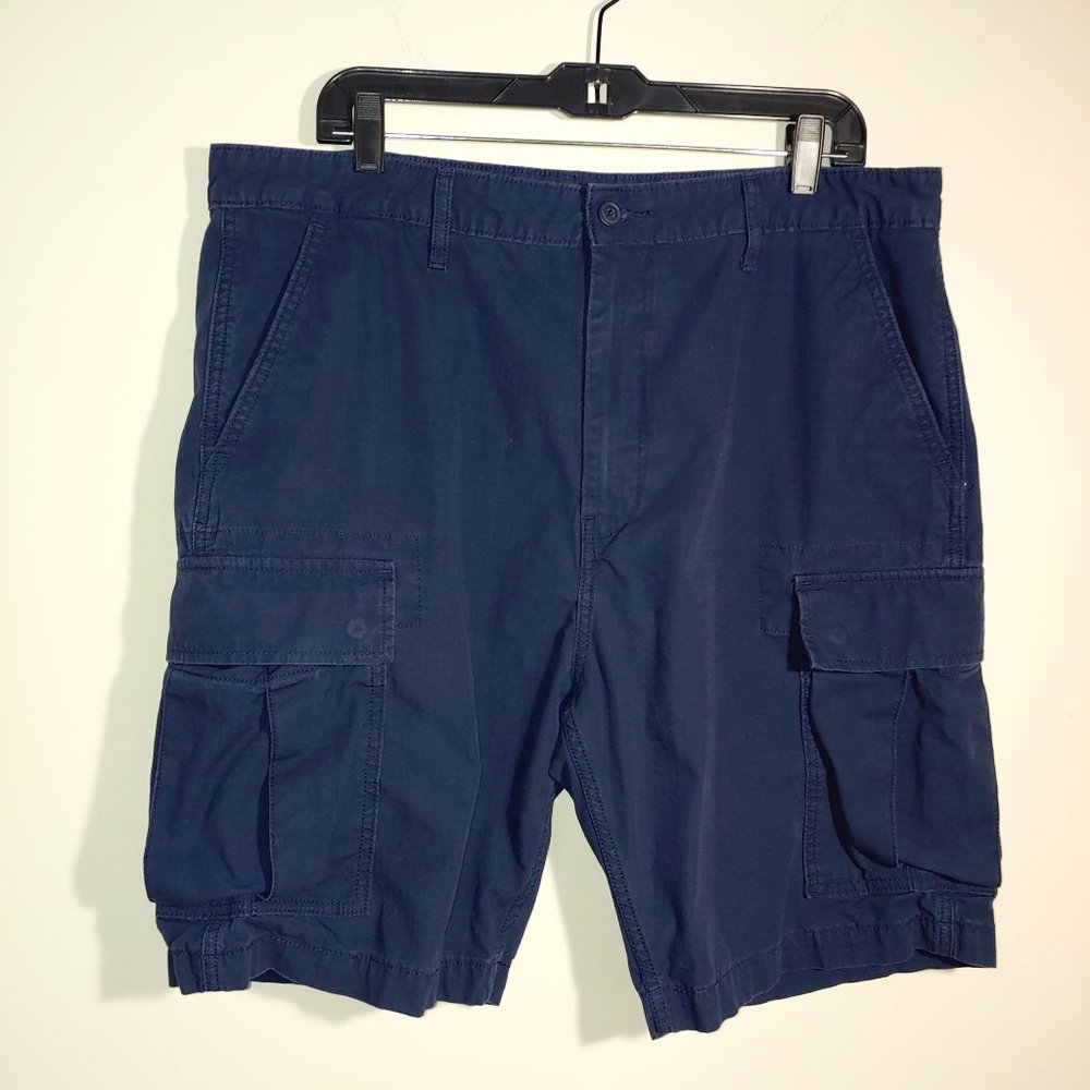 Levis Strauss Two Horse Brand Cargo Shorts Size 36 Navy Blue